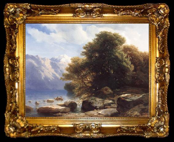 framed  Alexandre Calame THe Lake of Thun, ta009-2
